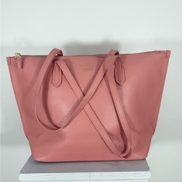 Furla XL leather tote never used poppy pink great for Spring/Summer Nordstrom - Picture 8 of 11